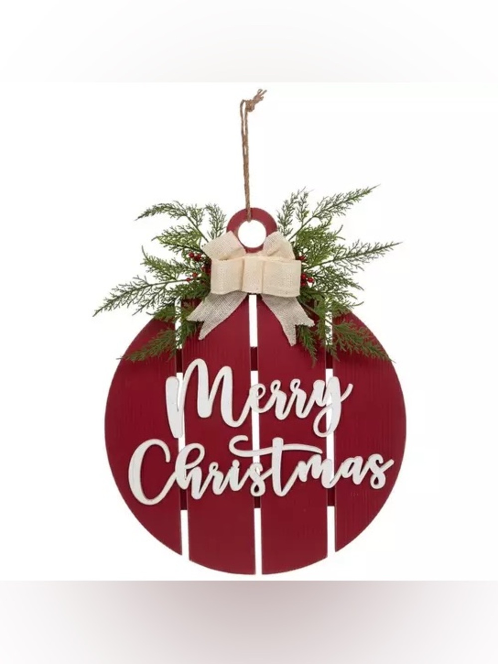 Red Ball Ornament Wood Wall Decor